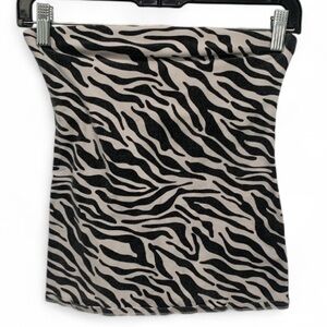 Y2K No Boundaries Black White Zebra Print Strapless Tank Top Tube Top